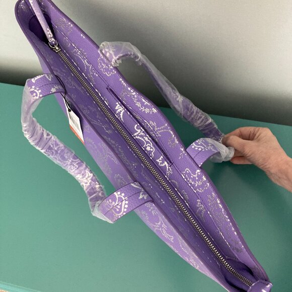 Vera Bradley NWT East West Tote Cotswolds Dahlia Purple Silver Floral VHTF - Picture 6 of 14